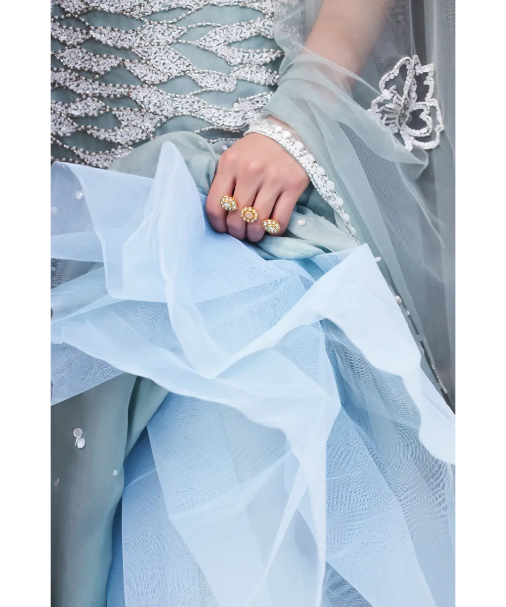 SANYA GULATI- Powder Blue Organza Skirt and Bustier